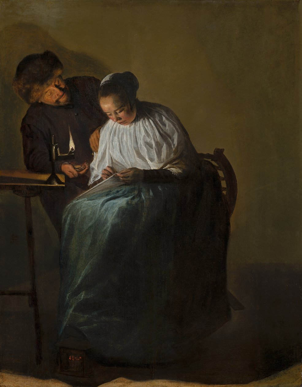 Mand tilbyder penge til en ung kvinde, 1631 af Judith Leyster