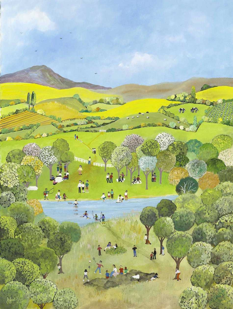Søndags-picnics, 2009 (Gouache på papir) af Judy Joel