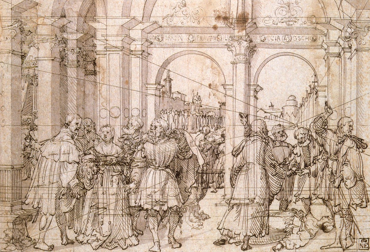 Lucretias selvmord, begyndelsen af det 16. århundrede af Jörg Breu the Elder