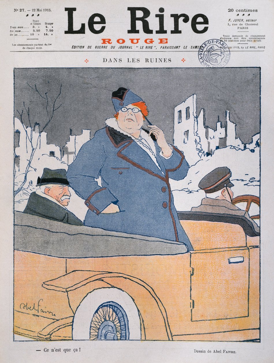 I ruinerne, er det alt, illustration på forsiden af forsiden af "Le Rire Rouge", 22. maj 1915 af Jules Abel Faivre