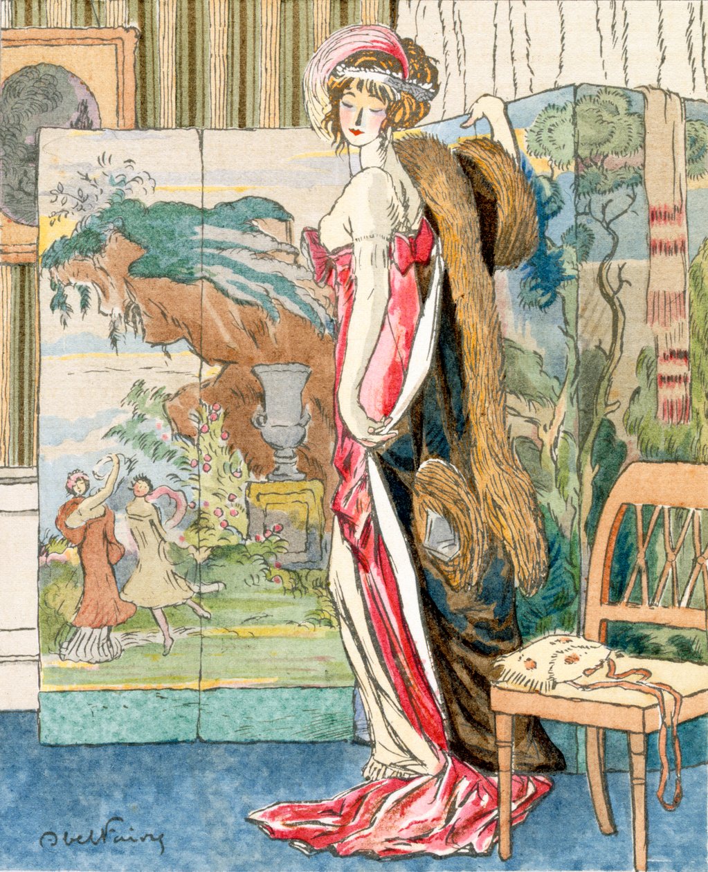Kvinde ved en foldeskærm af Jules Abel Faivre
