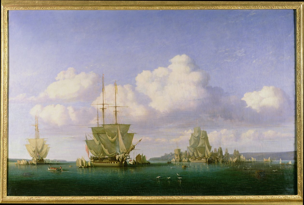 Ankerpladsen i Brest i roligt vejr, 1844 af Jules Achille Noel