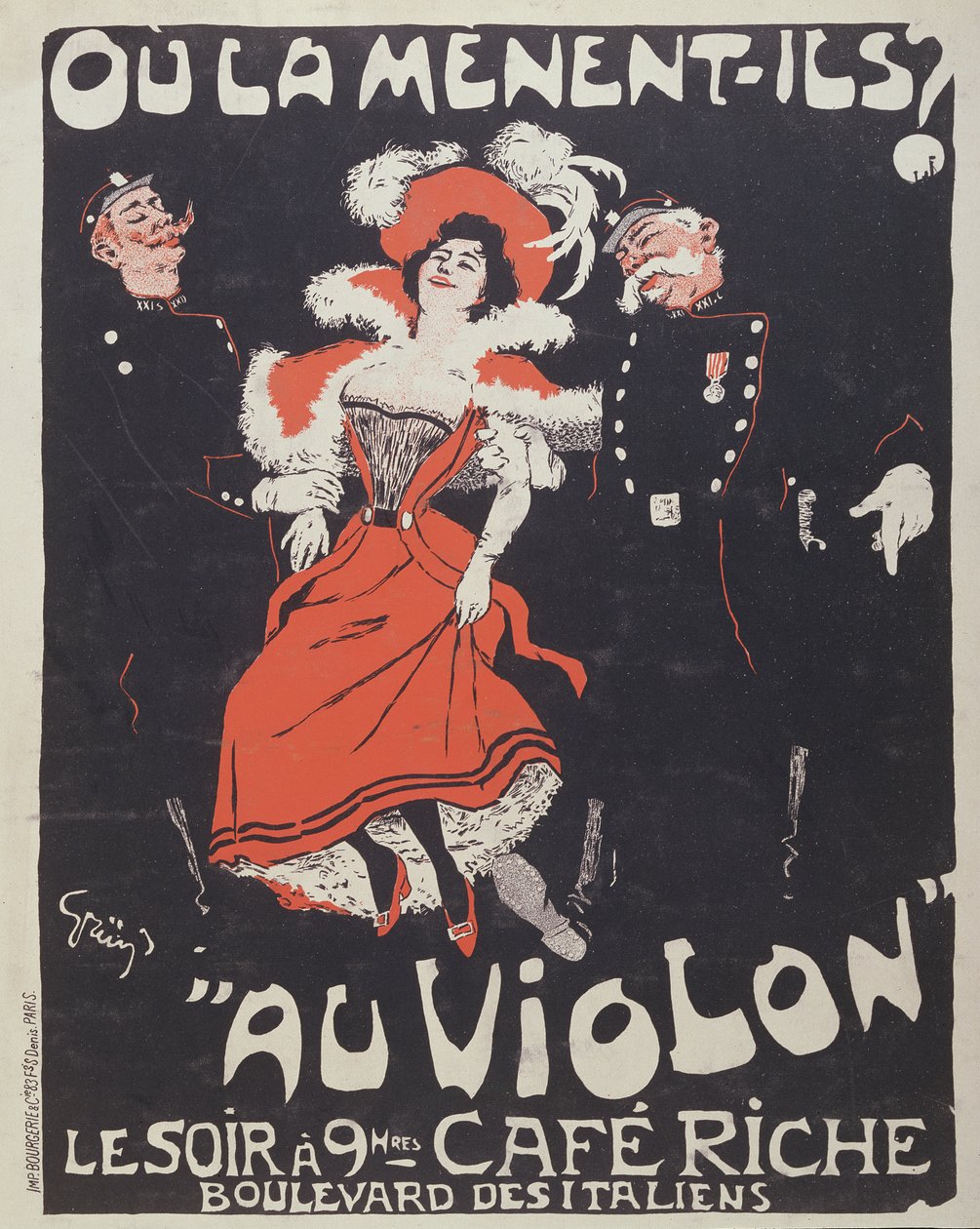 Plakat til Café Riche, ca. 1896 af Jules Alexandre Gruen or Grun