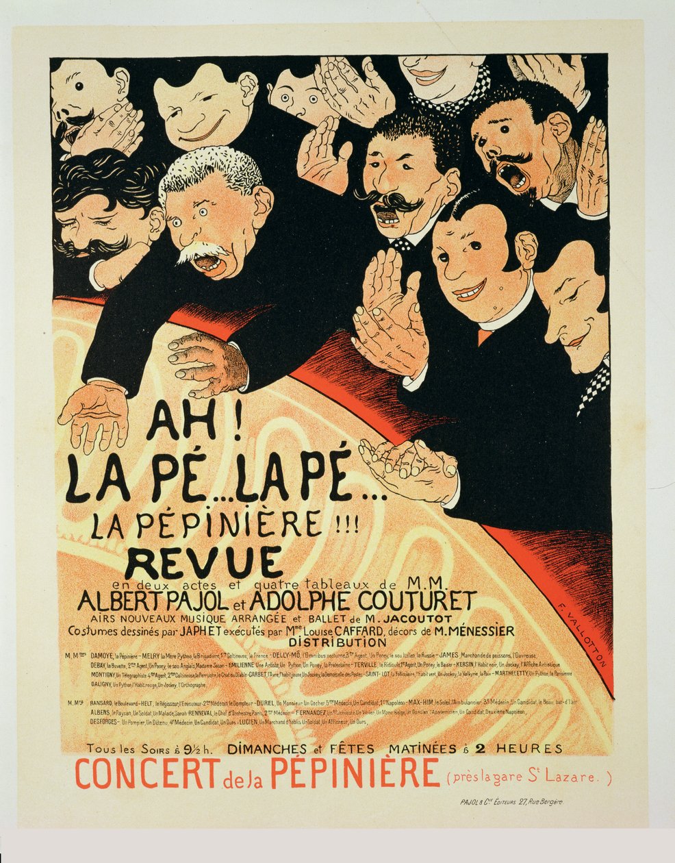 Reproduktion af en plakat, der reklamerer for "Chauffons, Chauffons", en Pepiniere-koncert, 1898 af Jules Alexandre Gruen or Grun