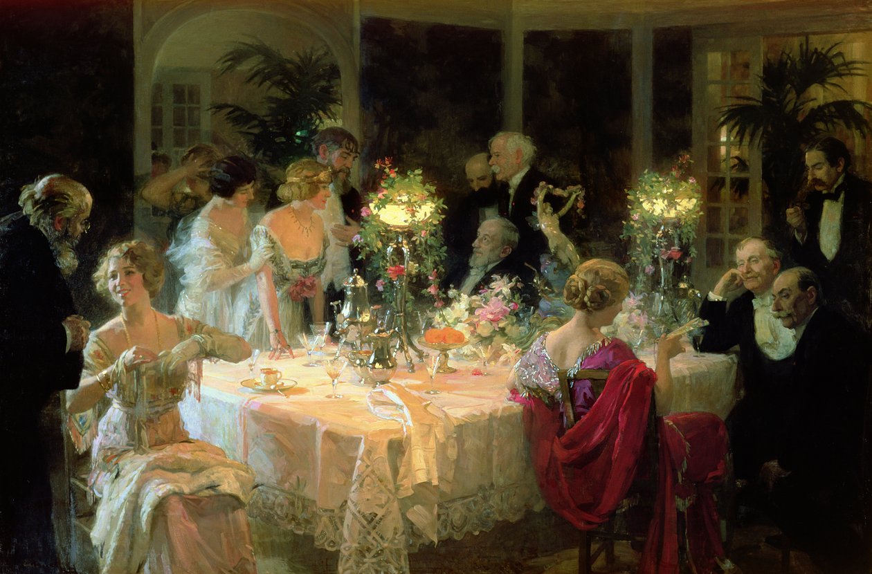 Afslutningen på middagen, 1913 af Jules Alexandre Gruen or Grun