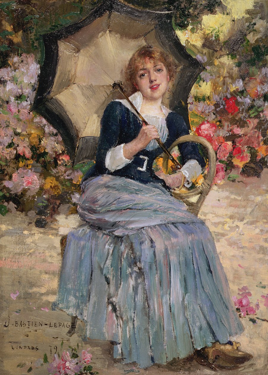 Pige med solsejl, 1879 af Jules Bastien Lepage