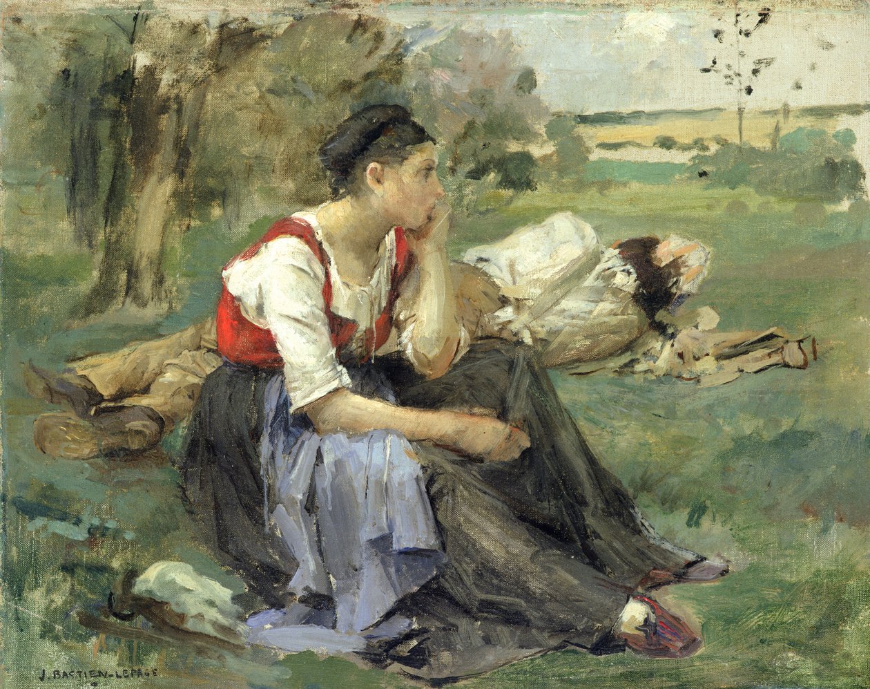 Hvilende bønder, 1877 af Jules Bastien Lepage