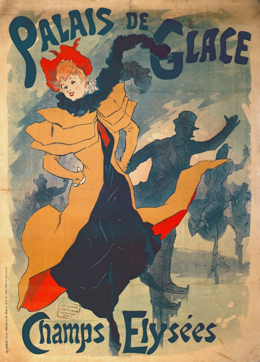 Plakat, der reklamerer for Palais de Glace på Champs Elysees af Jules Cheret