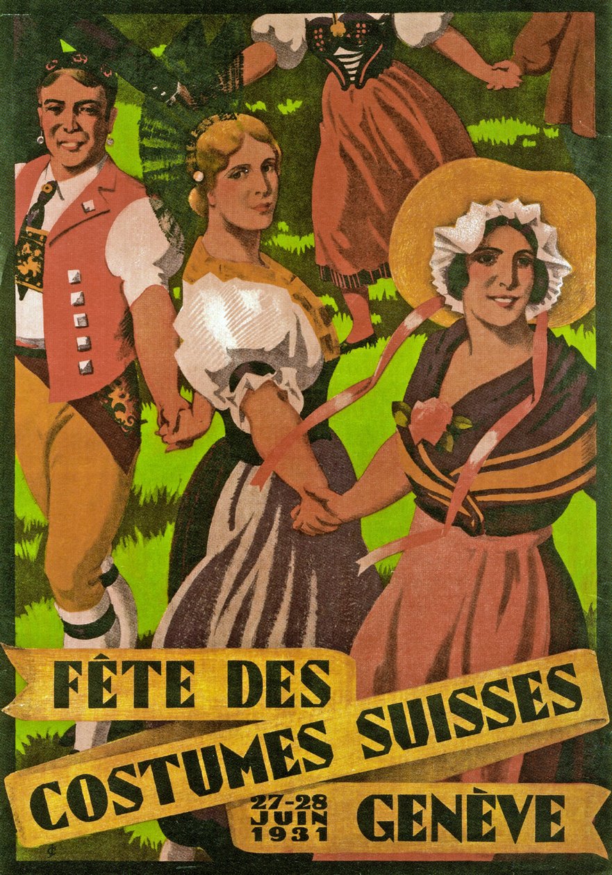 Plakatreklame Fête des Costumes Suisse i Genève (1931) af Jules Courvoisier
