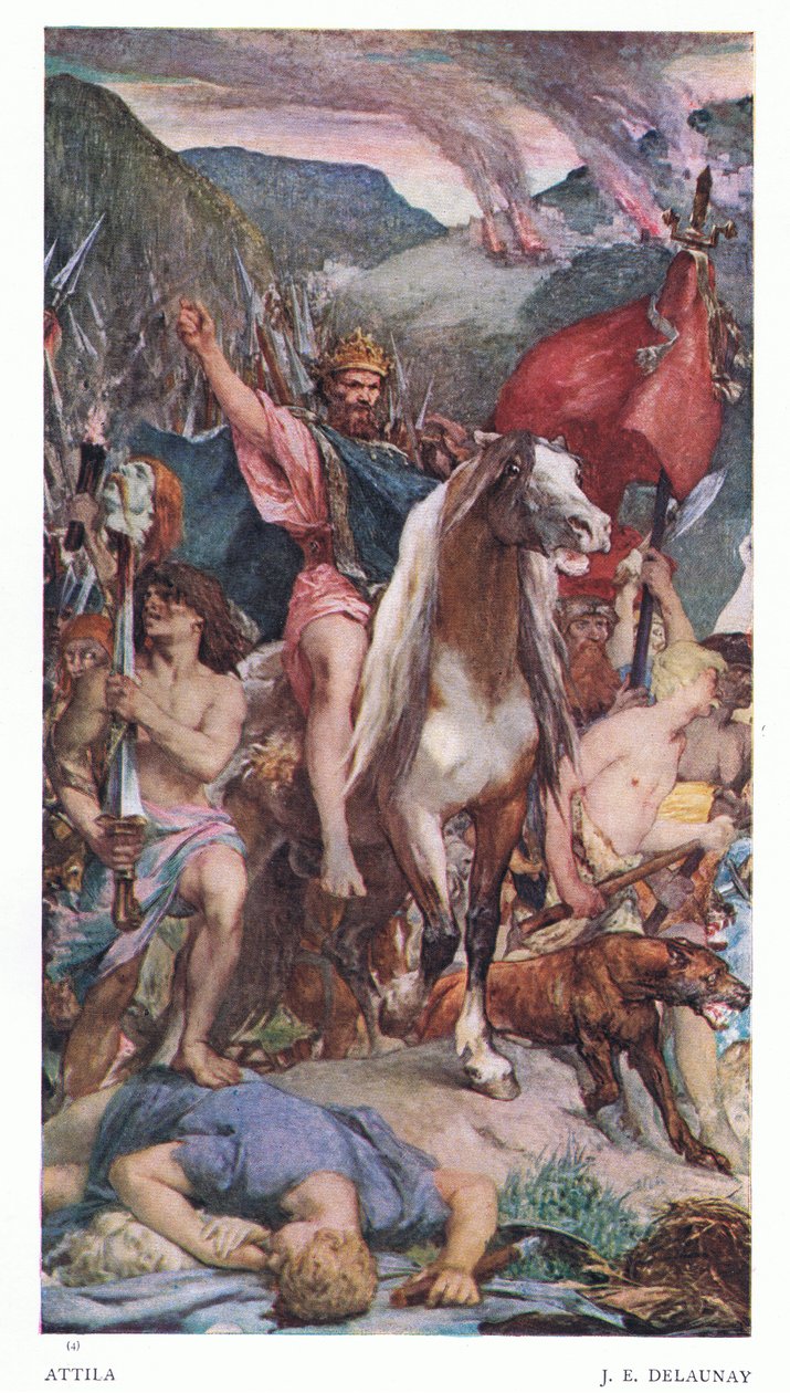 Attila på march mod Paris, fra The Gresham Publishing Company Ltd, 1920 af Jules Elie Delaunay