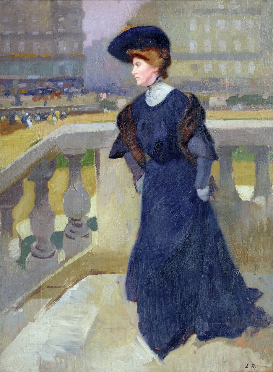 Madame Renoux på Trinitatis-kirkens trin, 1904 af Jules Ernest Renoux