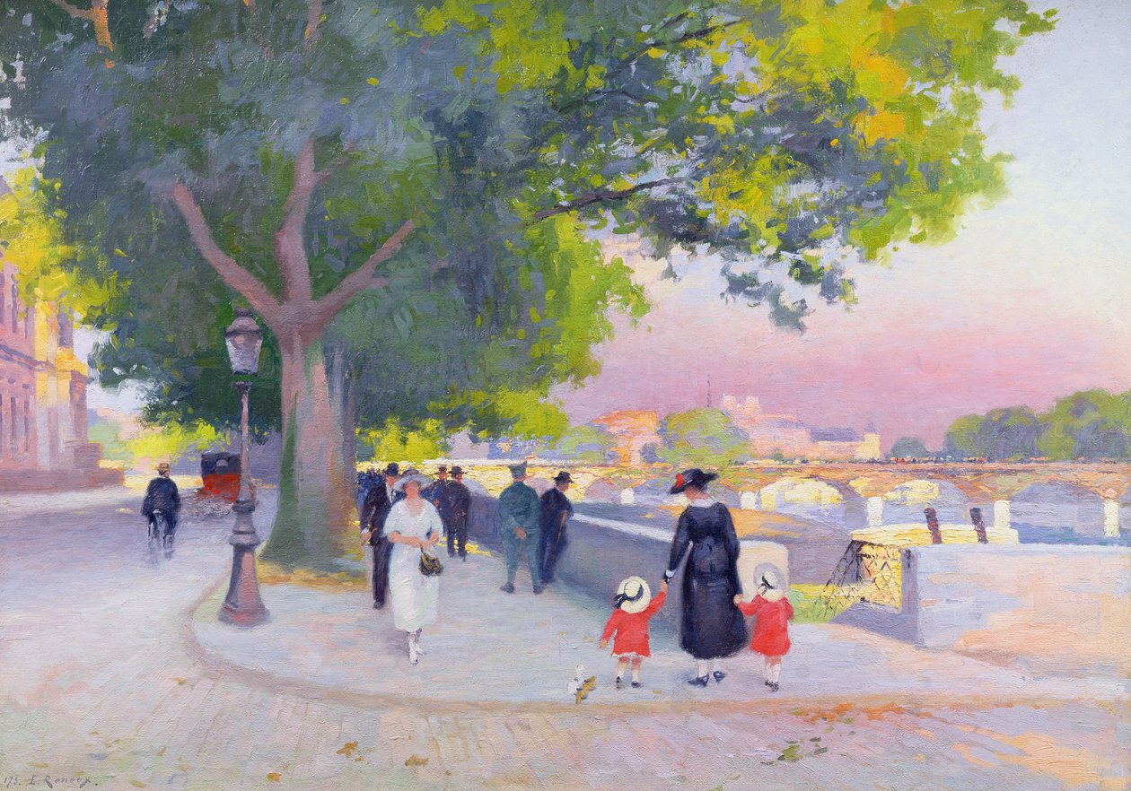 Promenade på bredden af Seinen i Paris af Jules Ernest Renoux