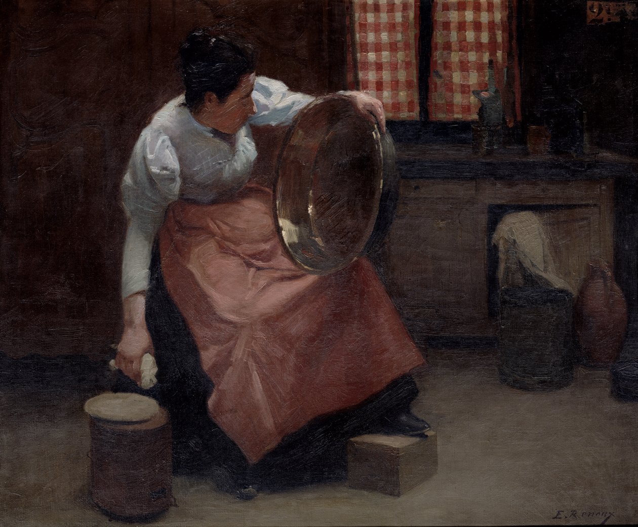 Kvinde skurer af Jules Ernest Renoux