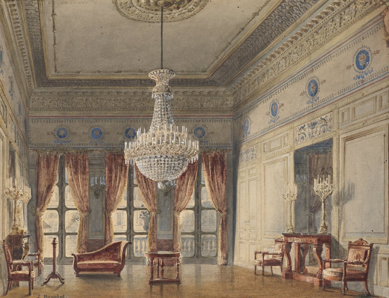 Salonen i Montpensier -fløjen, Palais Royal af Jules Frédéric Bouchet