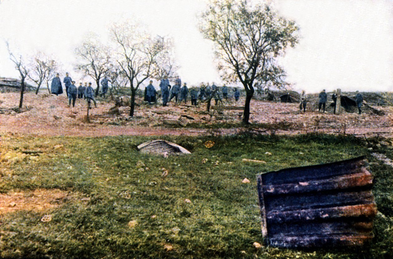 Et beskyttelsesrum for den franske hær nær Verdun ødelagt af tyskerne, september 1916 (autokrom) af Jules Gervais Courtellemont