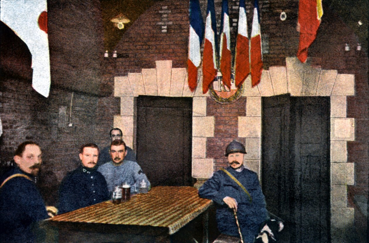 Franske soldater i et køkken i kasematterne, Verdun, september 1916 (autokrom) af Jules Gervais Courtellemont