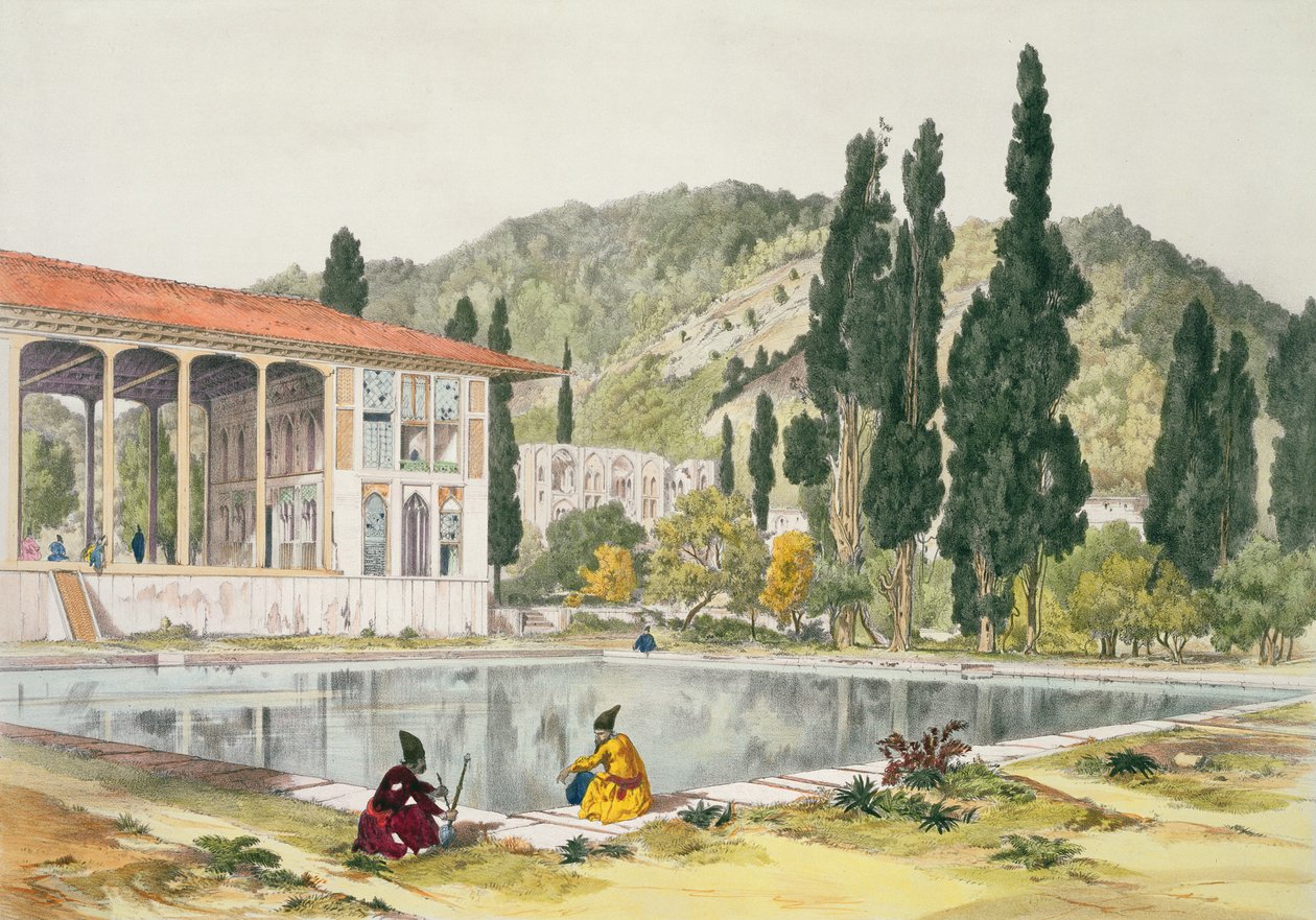 The Palace and Gardens of Ashref, Persien, plade 80 fra 'Voyage in ...