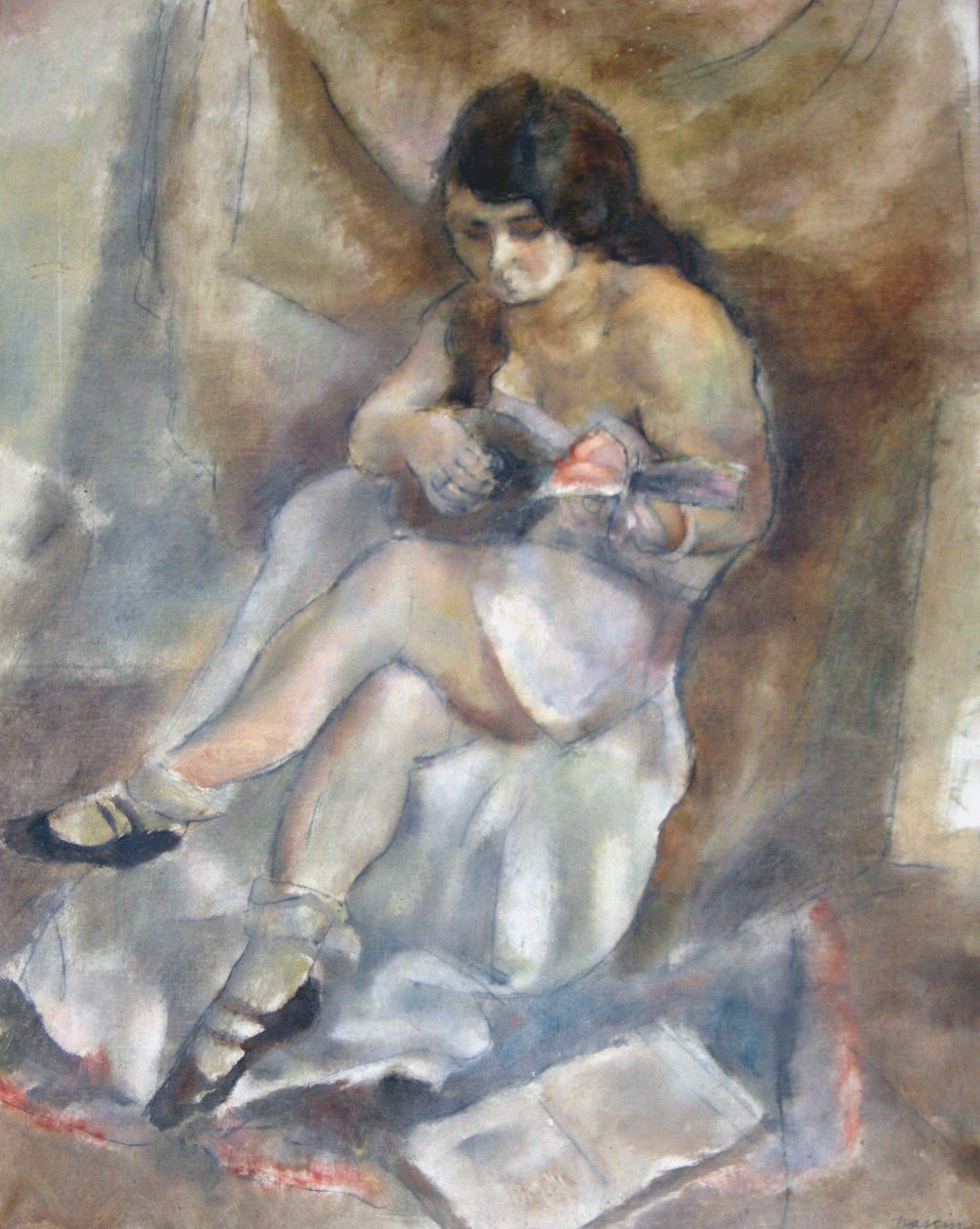 Kvinde med mandolin af Jules Pascin