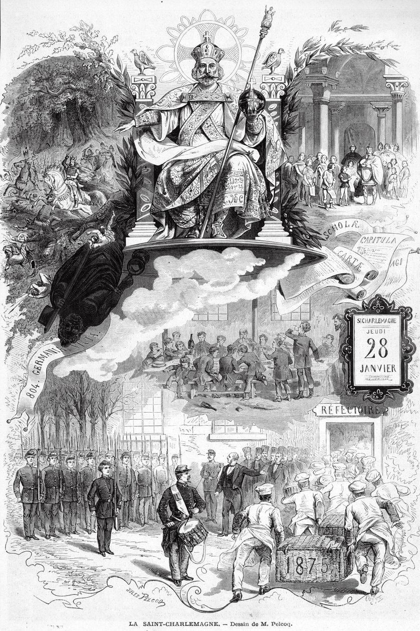 "La Saint-Charlemagne", illustration til "Le Monde Illustre", 30. januar 1875 af Jules Pelcoq