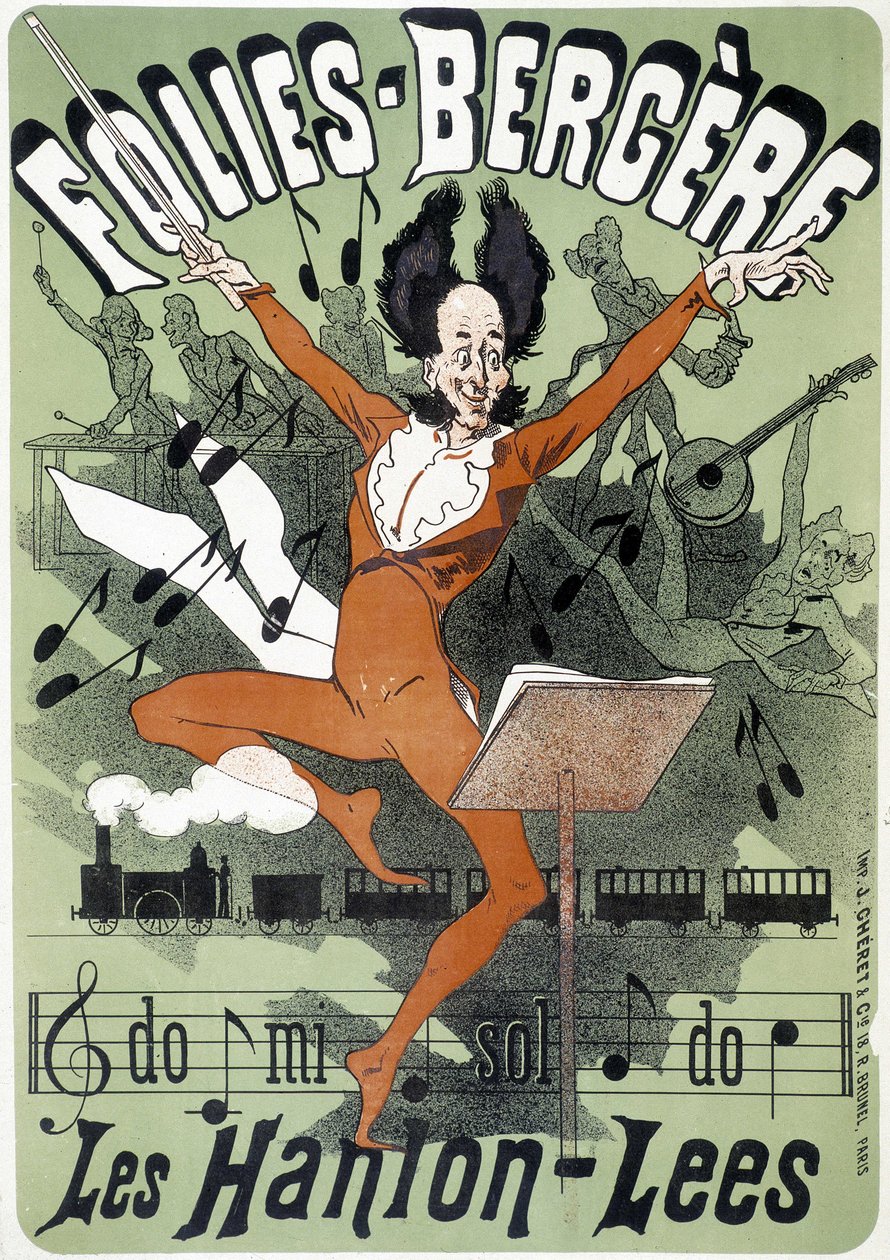 Dirigent, plakat for Les Hanion Lees på Folies Bergeres (gravering) af Jules (after) Cheret