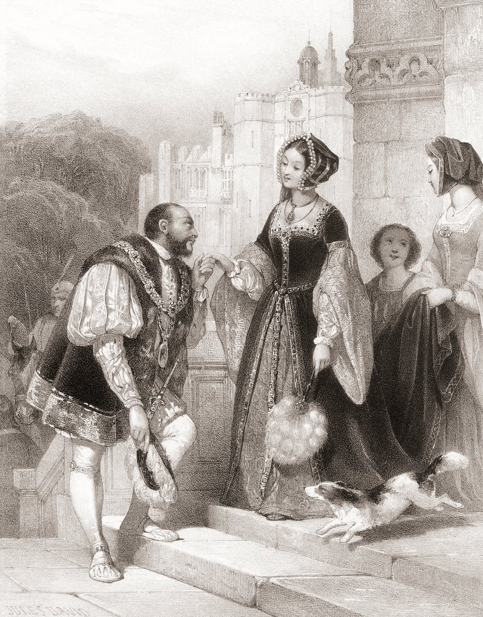 Kong Henrik VIII af England med Anne Boleyn af Jules (after) David