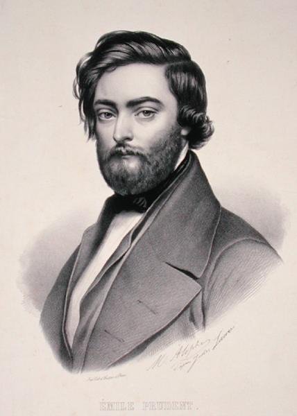 Portræt af Emile Prudent (1817-63) graveret af Marie Alophe (1812-83) (litho) af Jules (after) Laure