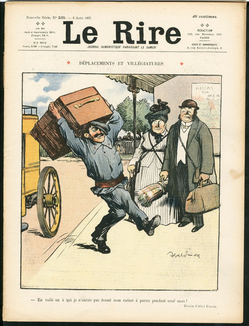 Cover af "" Le Lire "", farve satirisk af Jules Abel Faivre