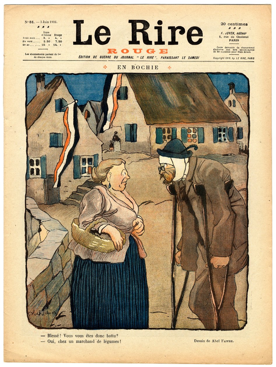 Cover af "" Den røde latter", Satirisk i farver af Jules Abel Faivre