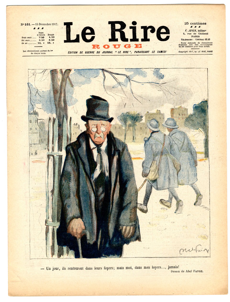 Cover af "" Den røde latter", Satirisk i farver af Jules Abel Faivre