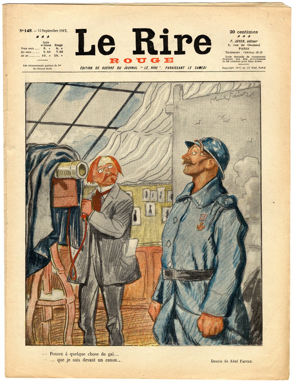 Cover af "" Den røde latter", Satirisk i farver af Jules Abel Faivre