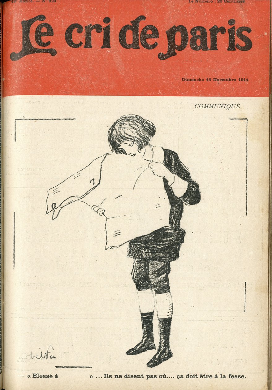 Illustration af Abel Faivre (1867-1945) til forsiden af Le Cri de Paris af Jules Abel Faivre