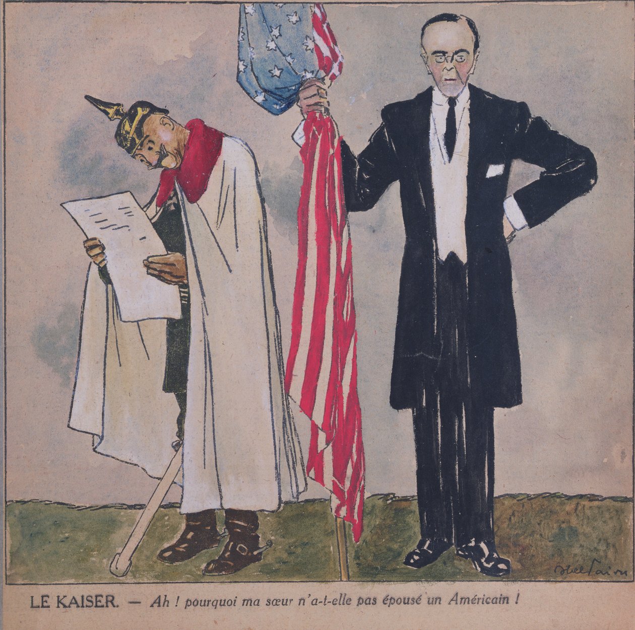 Præsident Woodrow Wilson (1856-1924) og Kaiser Wilhelm II (1859-1941) ca. 1917 af Jules Abel Faivre