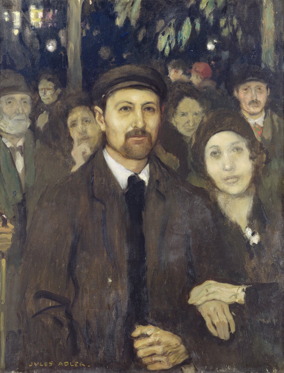 En aften på Cafe Victor (olie på lærred) af Jules Adler