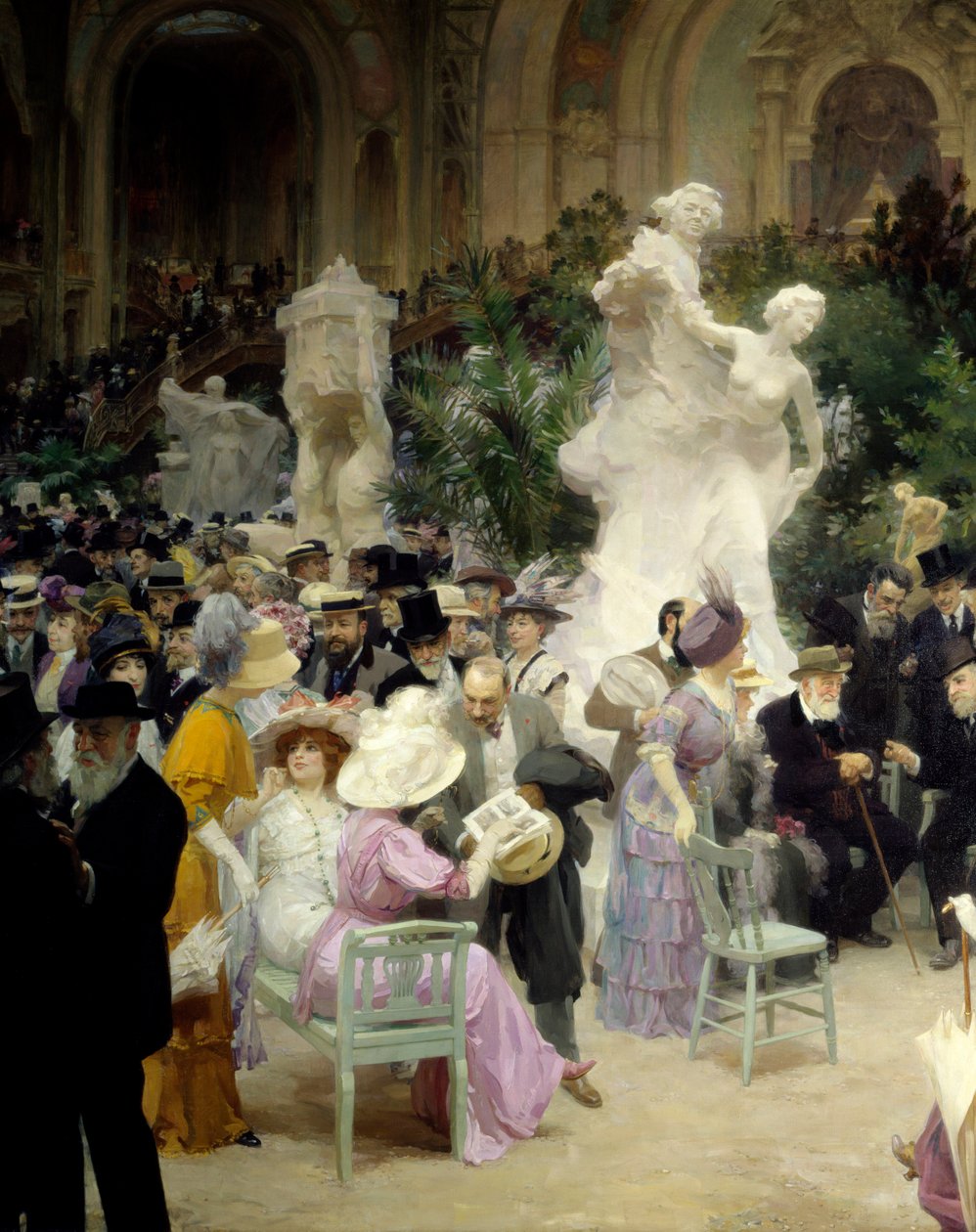 Belle epoque: "" En fredag i Salon des artistes francais""" Mondanites under kunstudstillingen i Grand Palais i Paris. Detalje. Maleri af Jules Alexandre Grun (1868-1934) 1911 Rouen. Museum for Skønne Kunster af Jules Alexandre Gruen or Grun