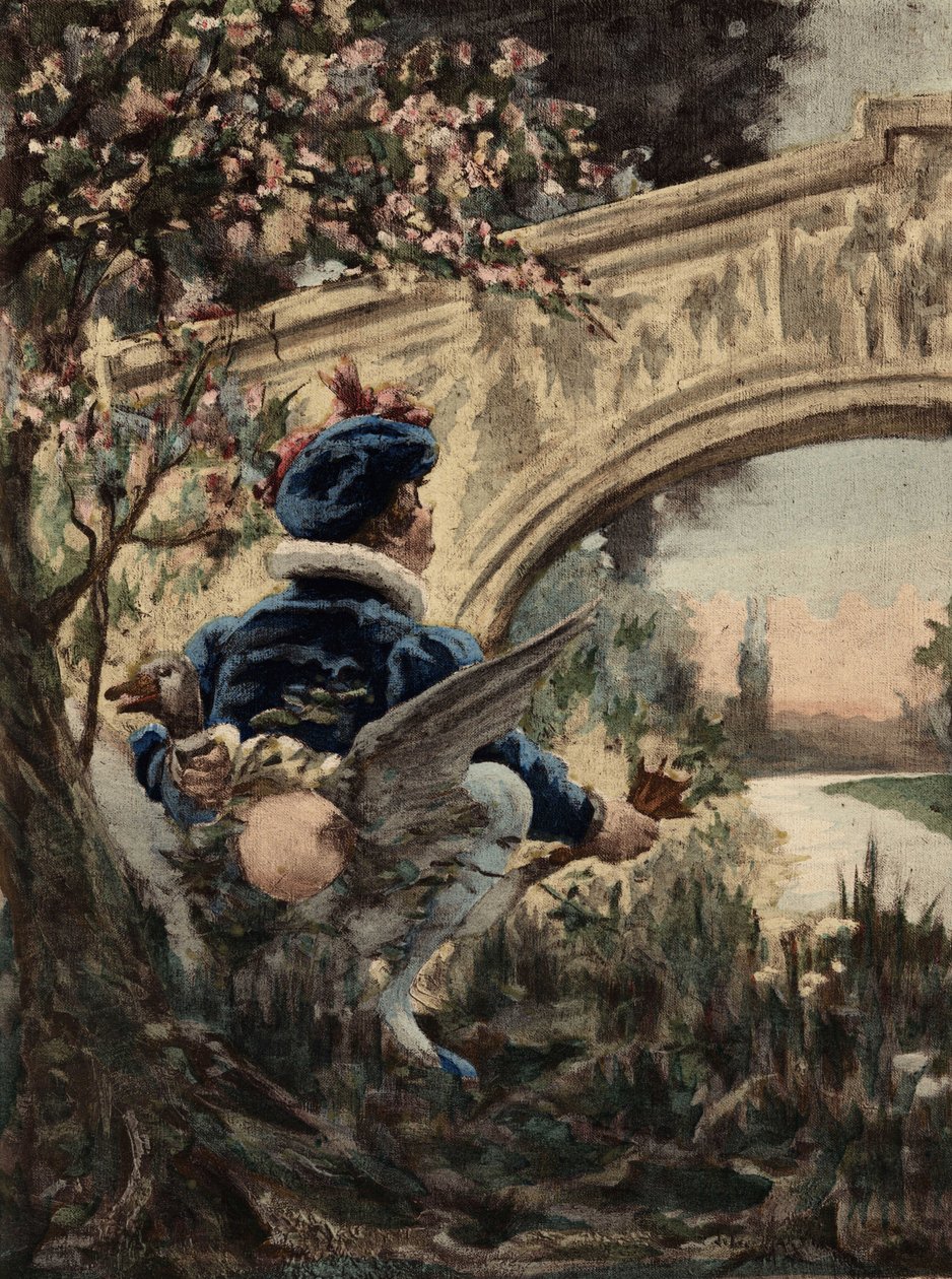 Gargantua tørrer sin bagdel af på en gås. Gargantua. Illustration af Jules Garnier. I "Rabelais et l