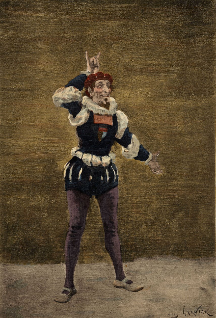 Nazdecabre kommunikerer med Panurge ved hjælp af tegn. Pantagruel. Illustration af Jules Garnier. I "Rabelais et l