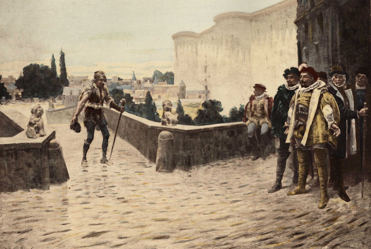Panurge krydser Charanton-broen i Paris og møder Pantagruel. Pantagrue l. Illustration af Jules Garnier. I "Rabelais et l