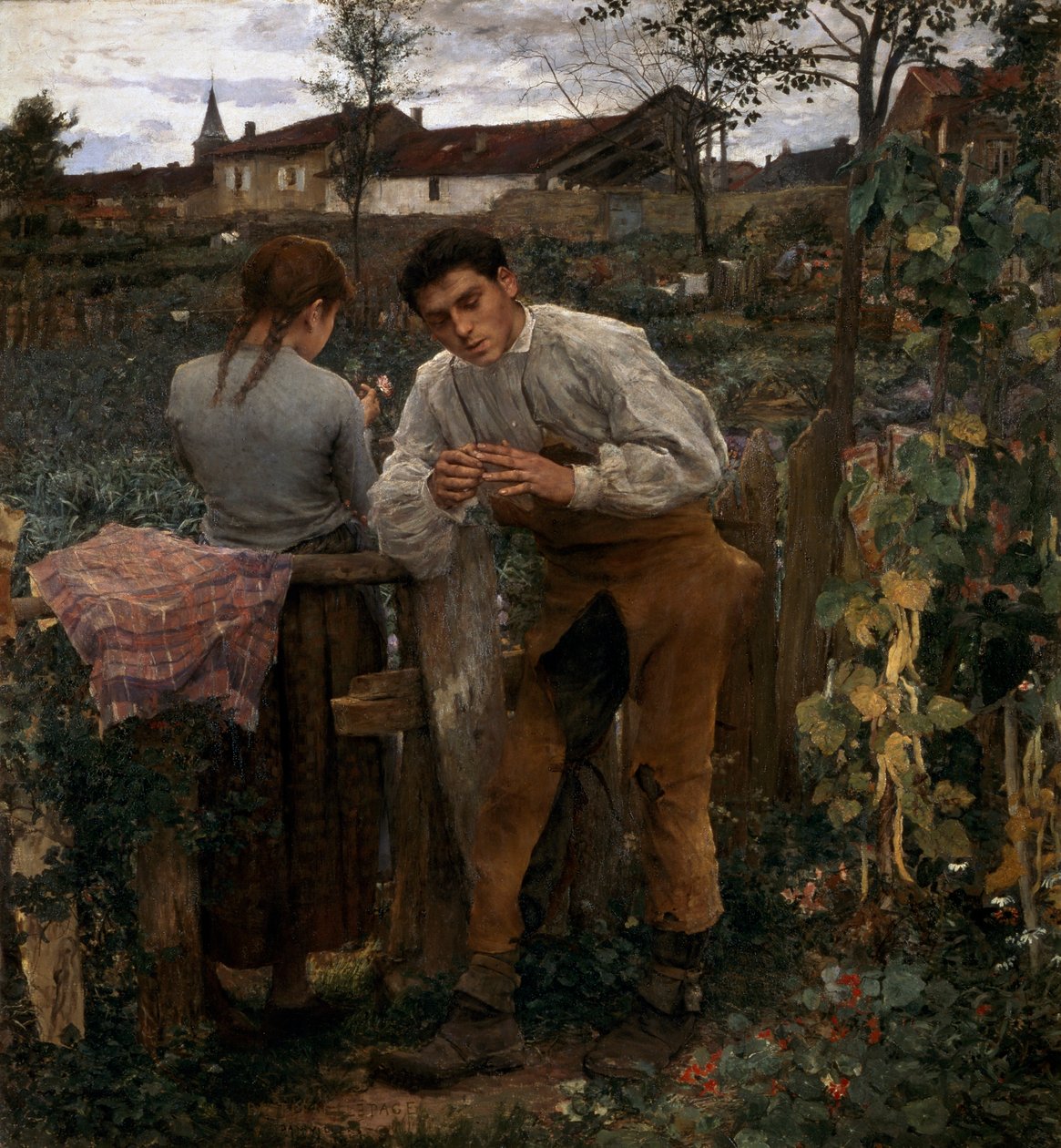 Landlig kærlighed, 1882 af Jules Bastien Lepage