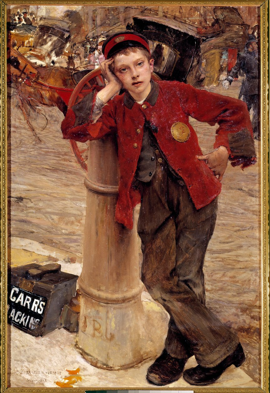 Det lille engelske skopudsermaleri af Jules Bastien Lepage (1848-1884) 1882 Søn. 0,89x1,32 m Paris, Dekorativ kunst af Jules Bastien Lepage