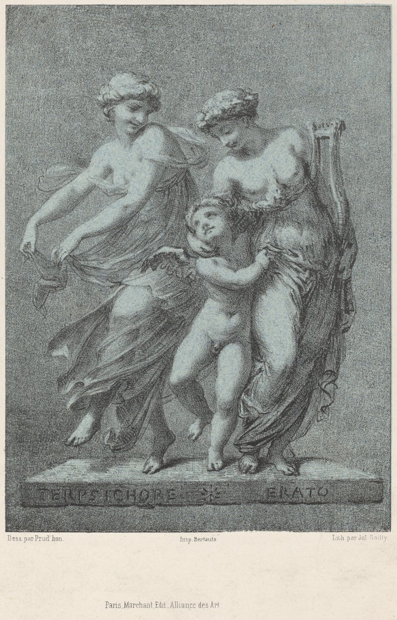 Apollon og muserne af Jules Boilly after Pierre Paul Prud