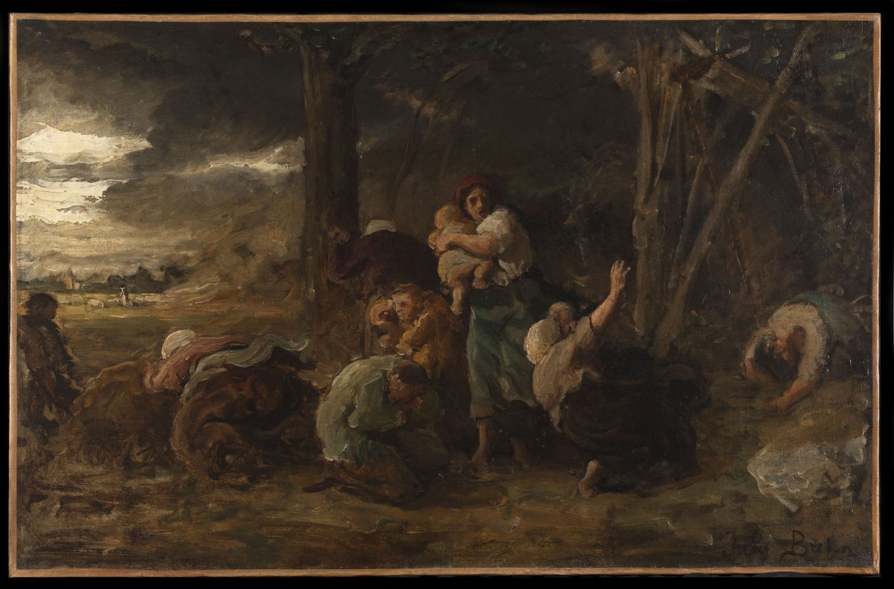 Lightning, ca. 1865 (olie på lærred) af Jules Breton
