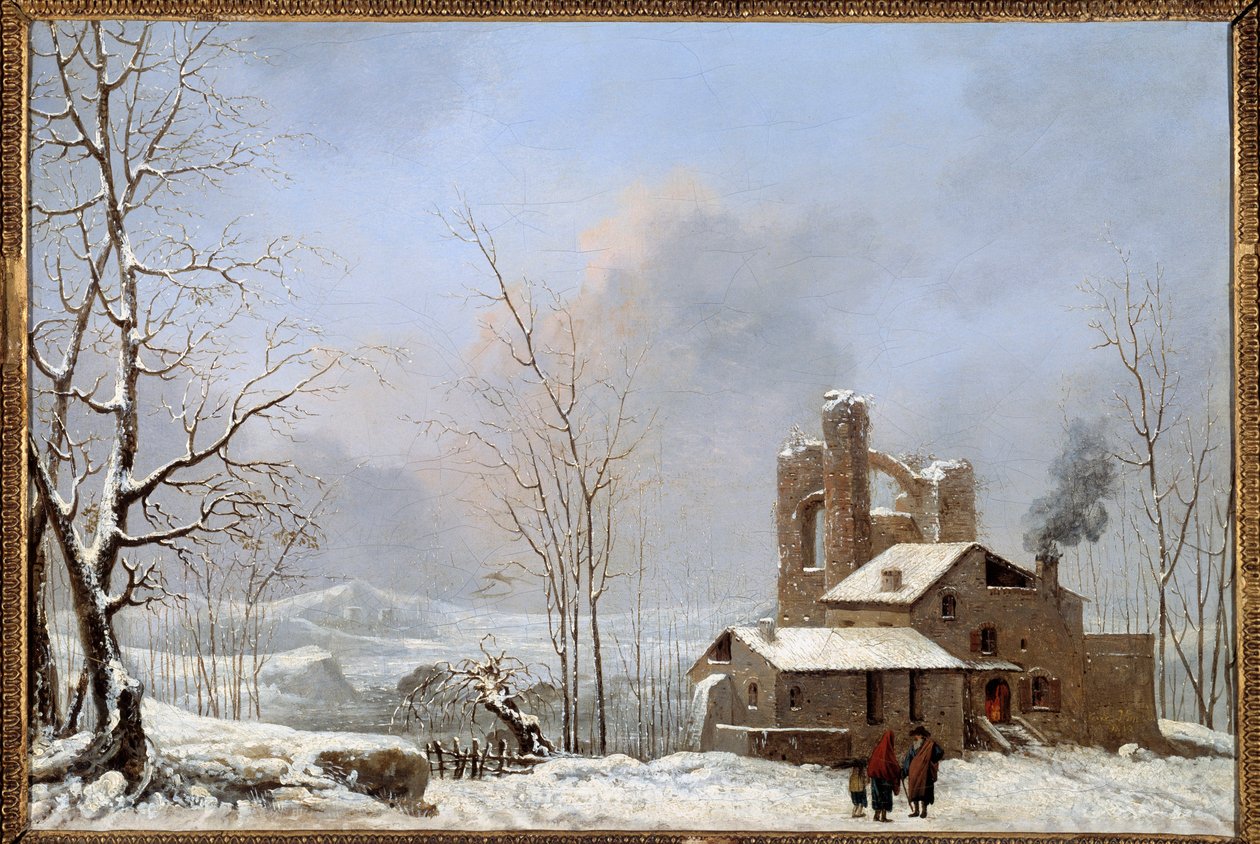 Vinterlandskabsmaleri af Cesar Van Loo (1743-1821) Quimper fra det 18. århundrede, Museum of Fine Arts af Jules Cesar Denis van Loo