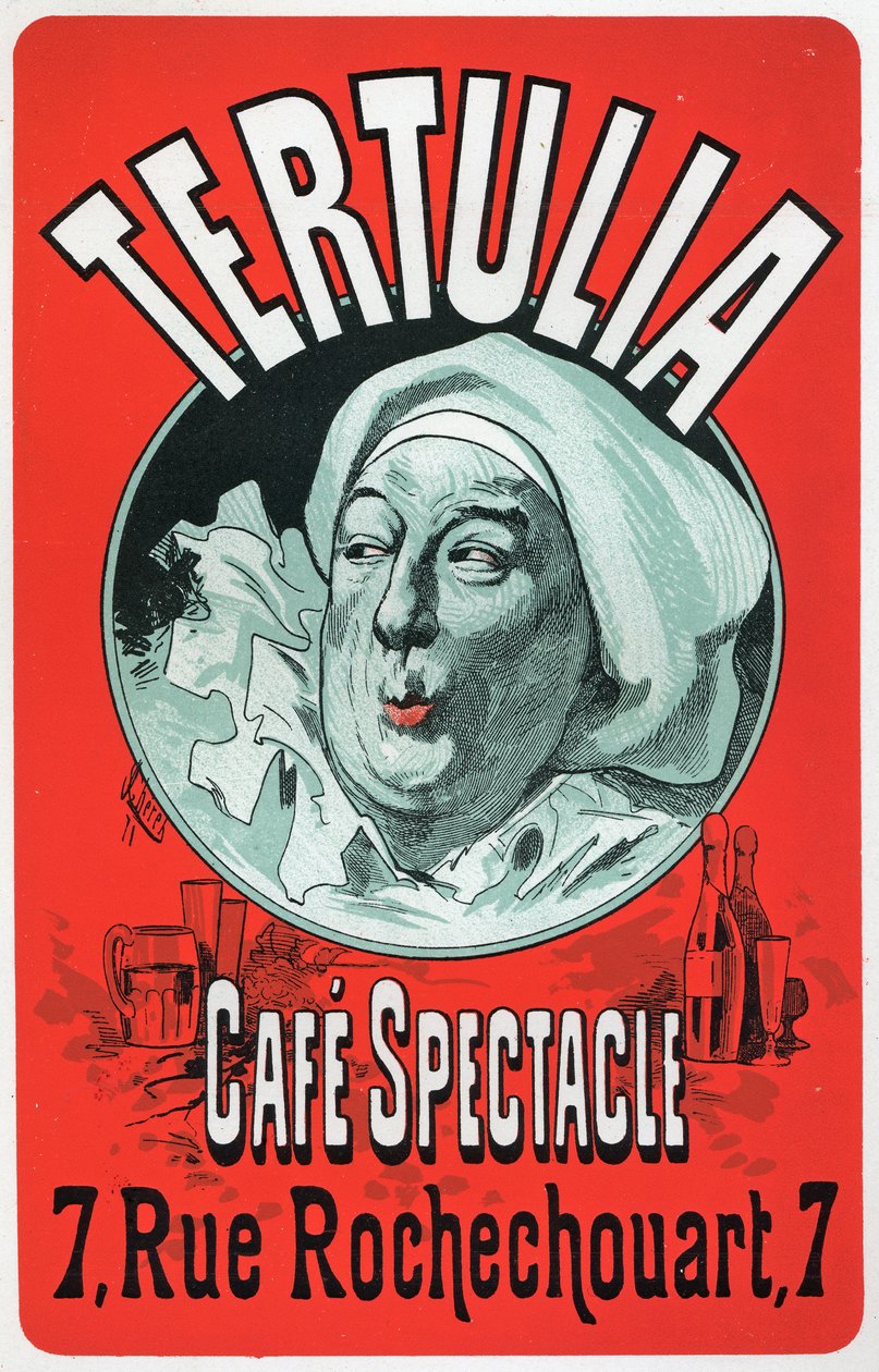 Kunst. Underholdning. Tertulia, show på Cafe Spectacle, Paris. Plakat af Jules Cheret, ca. 1870 (plakat) af Jules Cheret