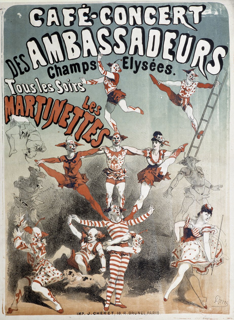 Martinettes på Cafe-Concert des Ambassadeurs - Plakat af Jules Cheret, slutningen af ​​det 19. århundrede af Jules Cheret