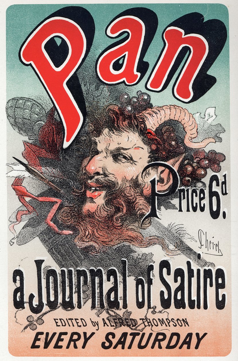 Litteratur. Pan, satirisk avis. Plakat af Jules Cheret, England, ca. 1880 (plakat) af Jules Cheret