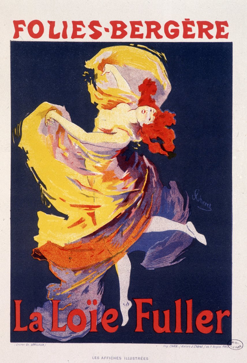 Loie Fuller på Folies Bergere - af Jules Cheret, ca. 1890 af Jules Cheret