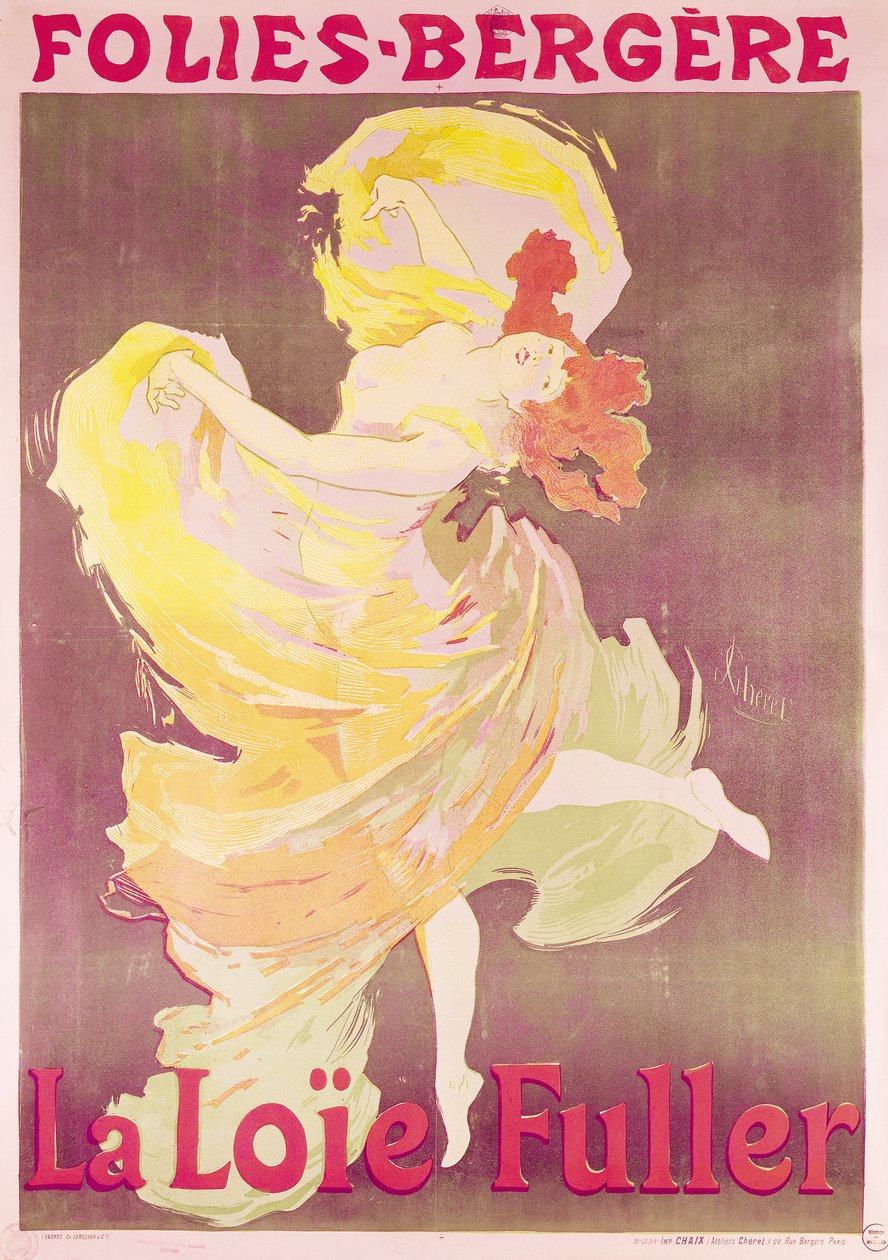 Plakat reklame for Loie Fuller (1862-1928) på Folies Bergere af Jules Cheret