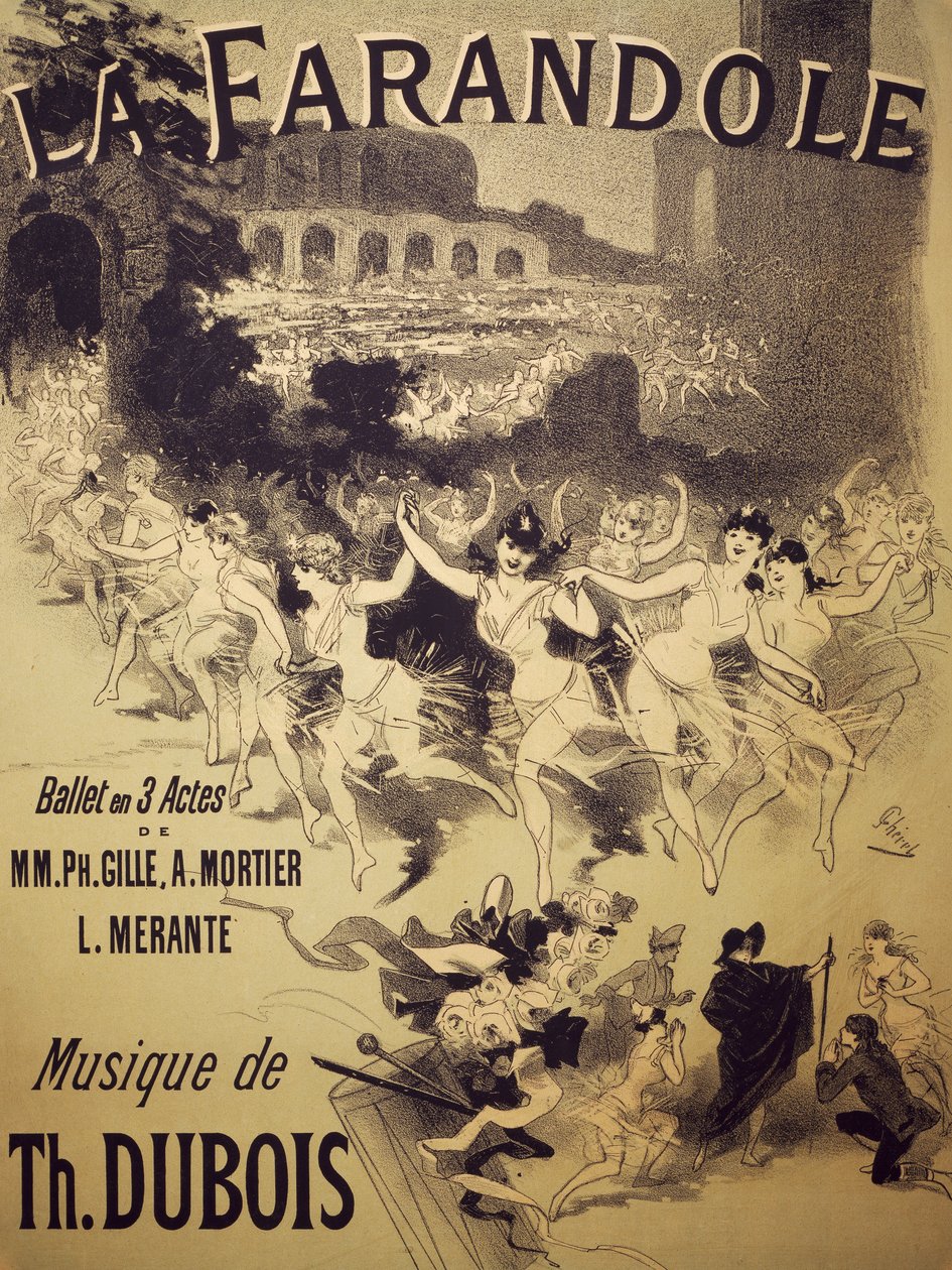 Plakat til La Farandole, ballet af Gille, Mortier og Merante, musik af Dubois, Theatre National de l