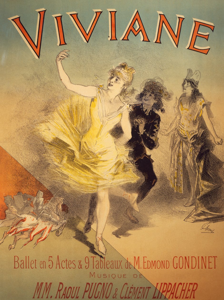 Plakat for Viviane, ballet af Edmond Gondinet, musik af Raoul Pugno og Clement Lippacher af Jules Cheret