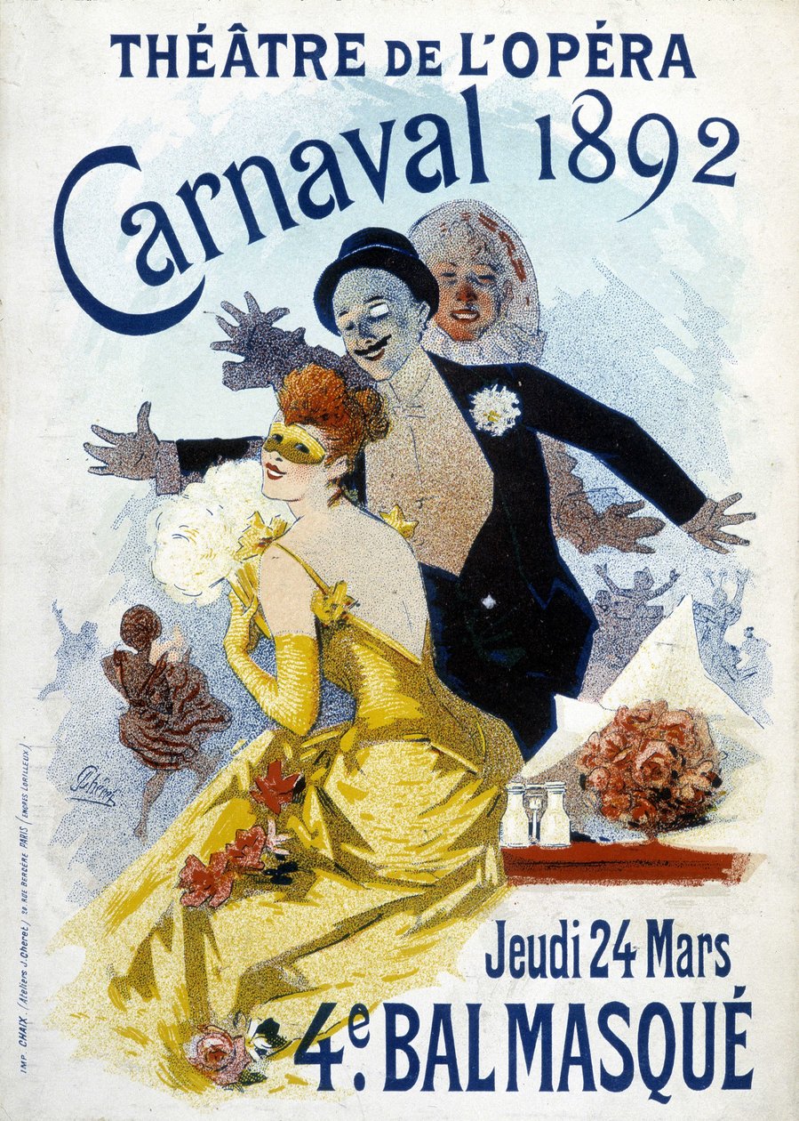 Plakat af Cherret til karnevallet i 1892 i operaen. af Jules Cheret